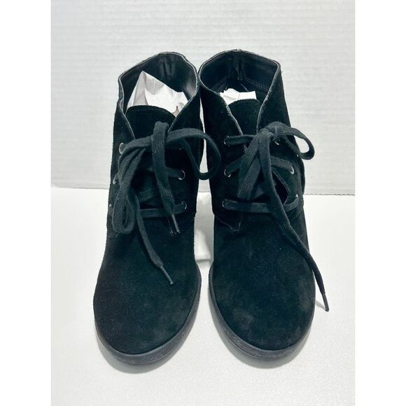 Aerosoles Ruffalo Wing Lace Up Suede Leather Heeled Heelrest Ankle Boots Black 6 - Picture 6 of 13